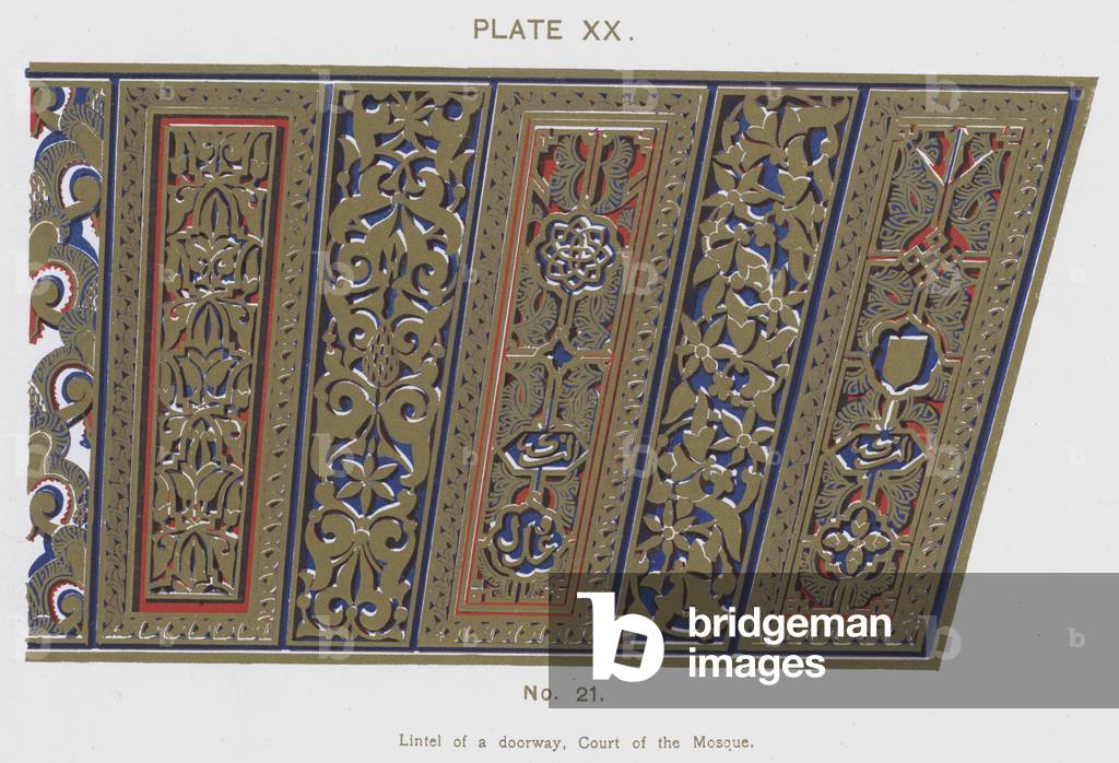 Lintel of a doorway, Court of the Mosque (colour litho)