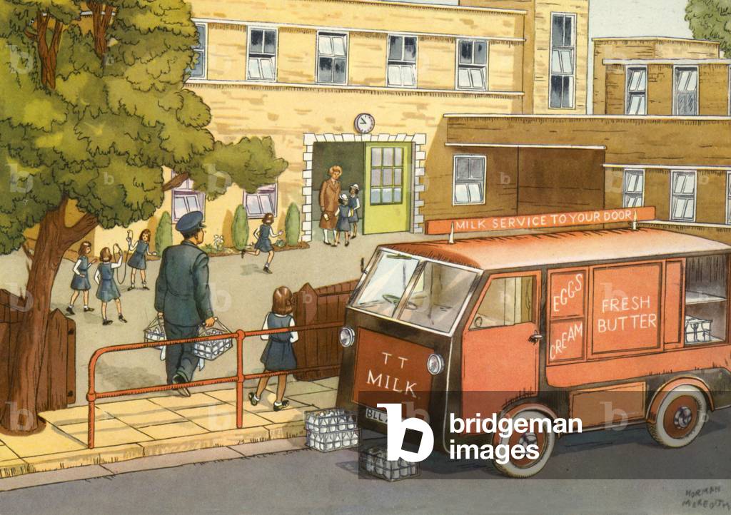 The milkman (colour litho)