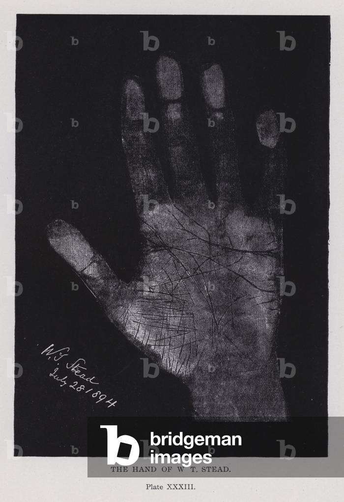 The hand of W T Stead (b/w photo)