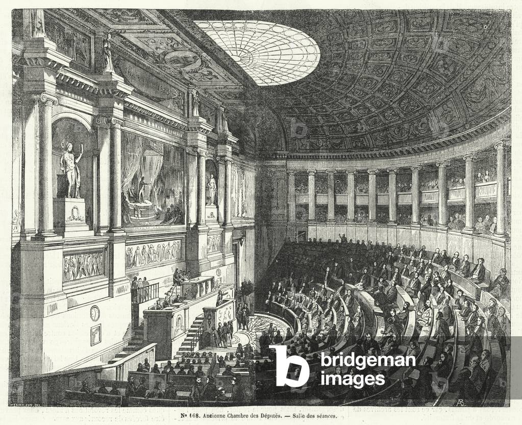 Chamber of Deputies, lower house of the French parliament from 1814 until the Revolution of 1848 (engraving)