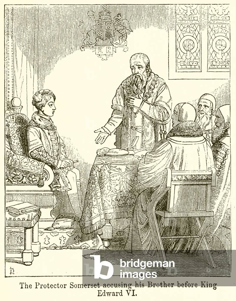The Protector Somerset accusing his Brother before King Edward VI (engraving)