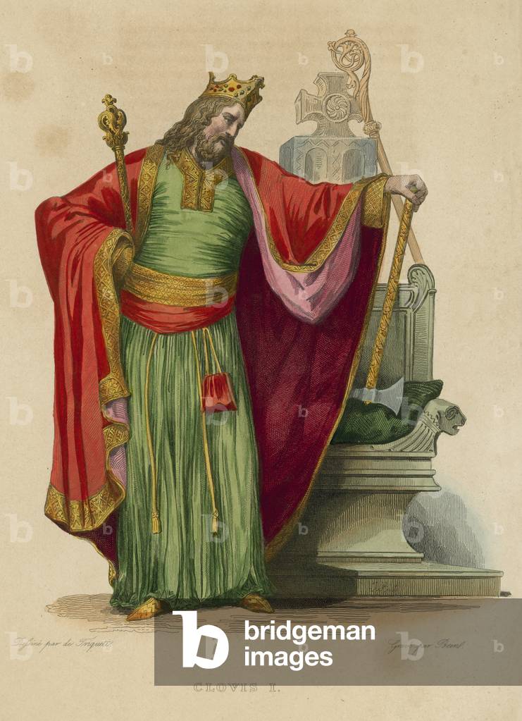 Clovis I (coloured engraving)