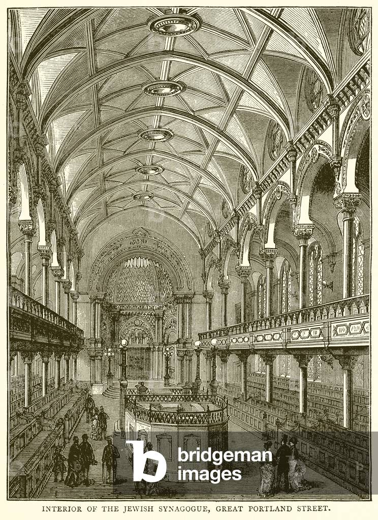 Interior of the Jewish Synagogue, Great Portland Street (engraving)
