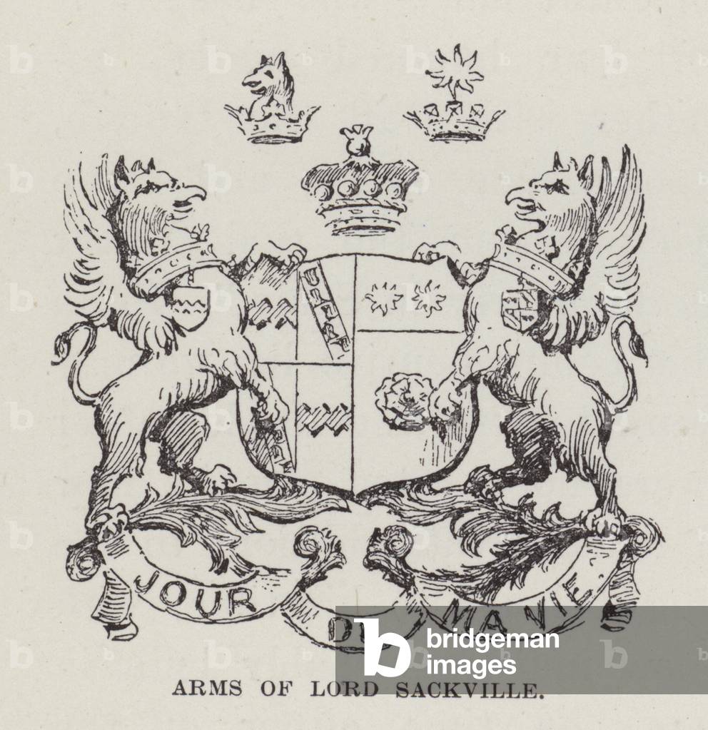 Knole House, Arms of Lord Sackville (litho)