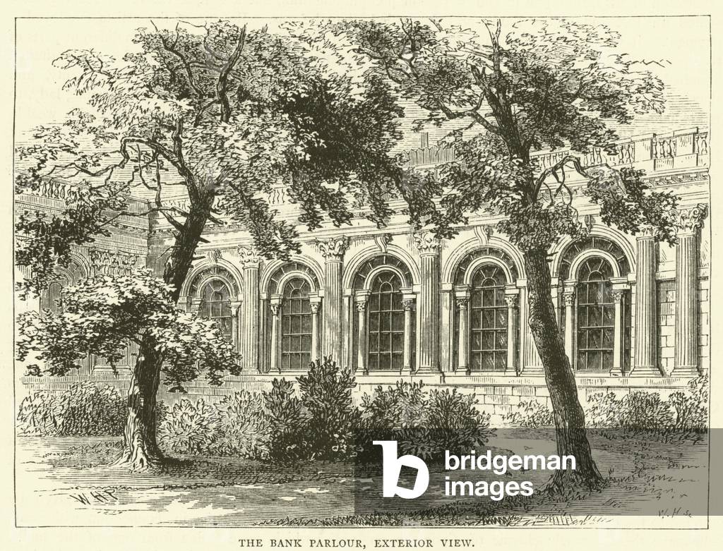 The Bank Parlour, exterior view (engraving)
