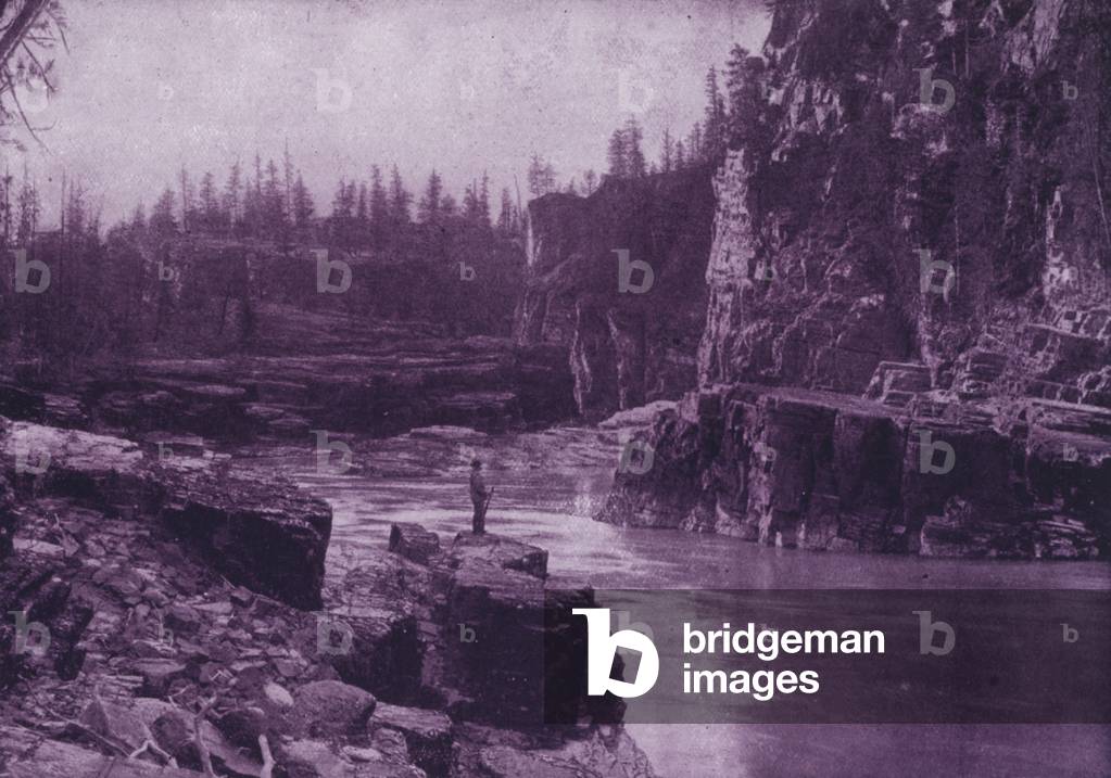 Cabinet Gorge, dells of the Sioux River (b/w photo)