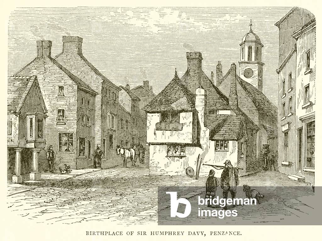 Birthplace of Sir Humphrey Davy, Penzance (engraving)