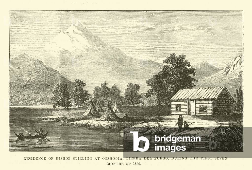 Residence of Bishop Stirling at Ooshooia, Tierra del Fuego, during the first seven months of 1869 (engraving)