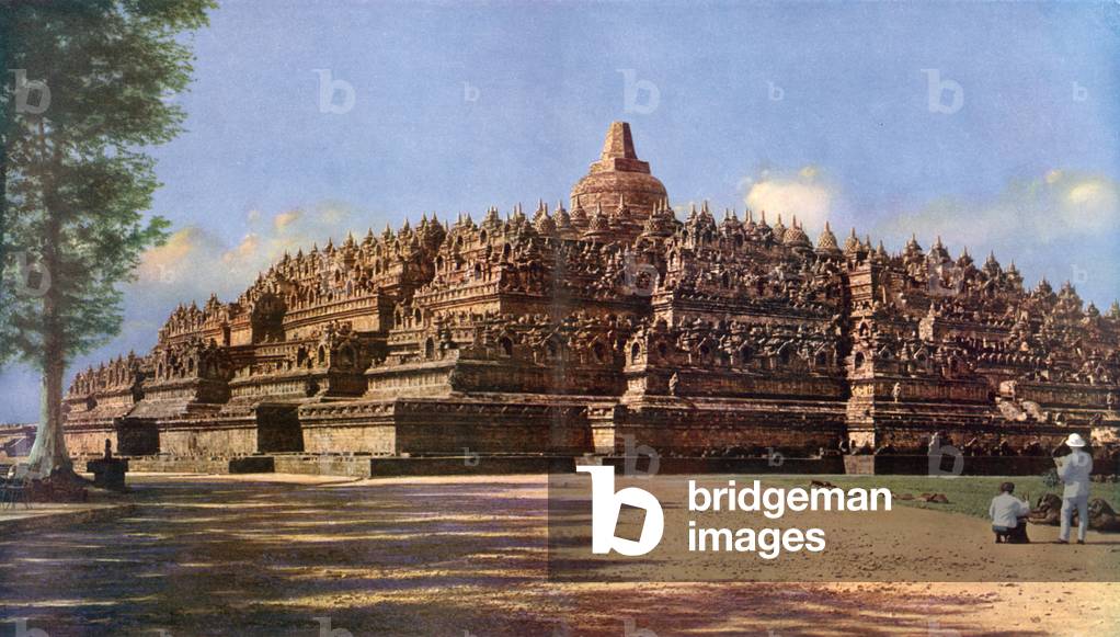 Boro Budur, Java's mammoth Buddist Shrine - one of the World's Architectural Marvels (colour photo)