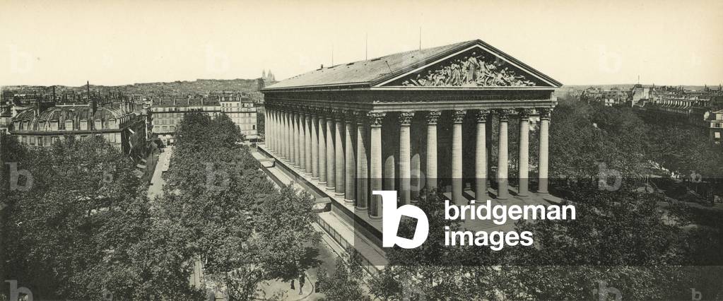 Paris, La Madeleine, Madeleine Church (b/w photo)