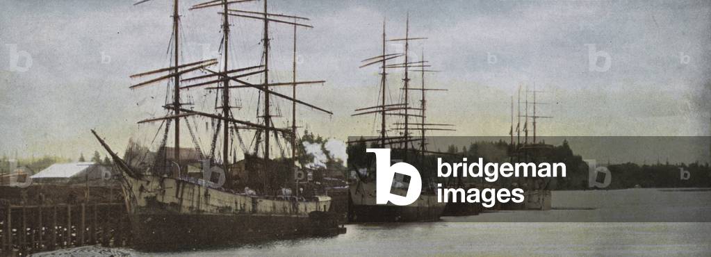 Oregon: Sailing Ships at Anchor in Portland Harbor (photo)