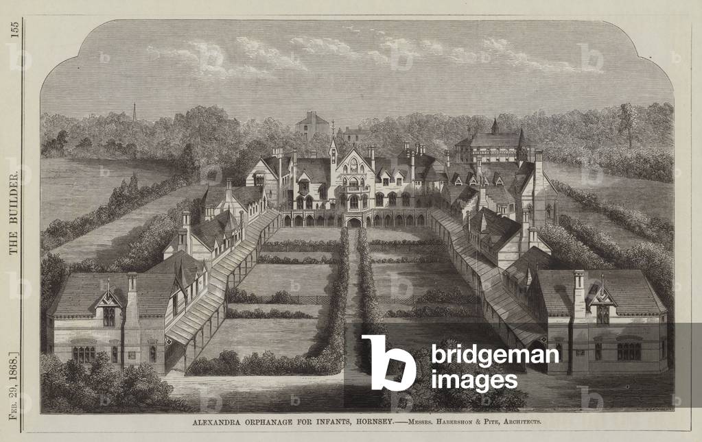 Alexandra Orphanage for Infants, Hornsey, Messrs Habershon and Pite, Architects (engraving)
