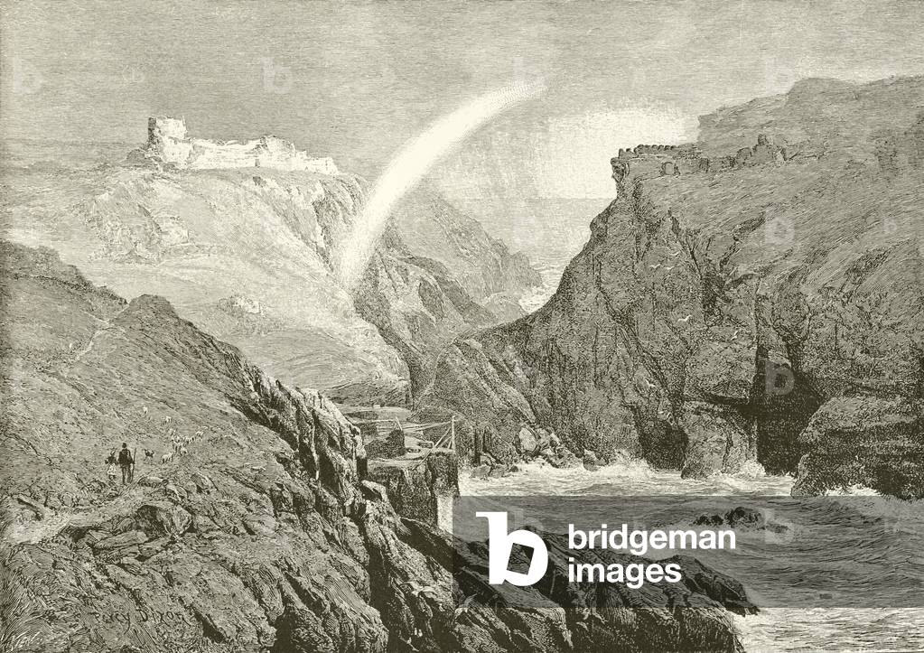 The ruins of King Arthur's Castle (engraving)