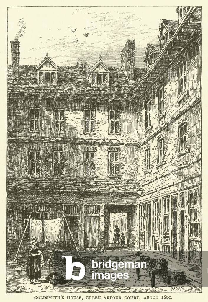 Goldsmith's House, Green Arbour Court, about 1800 (engraving)