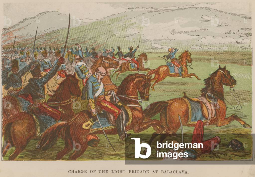 Charge of the Light Brigade at Balaclava (coloured engraving)