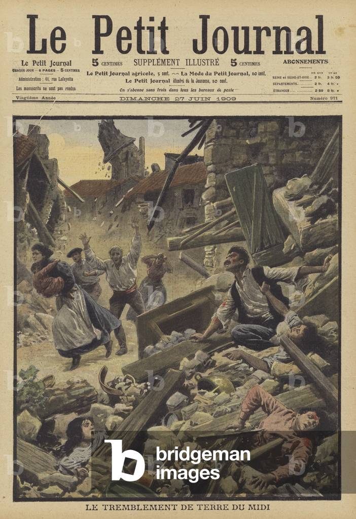 Earthquake in the Midi region of France (colour litho)