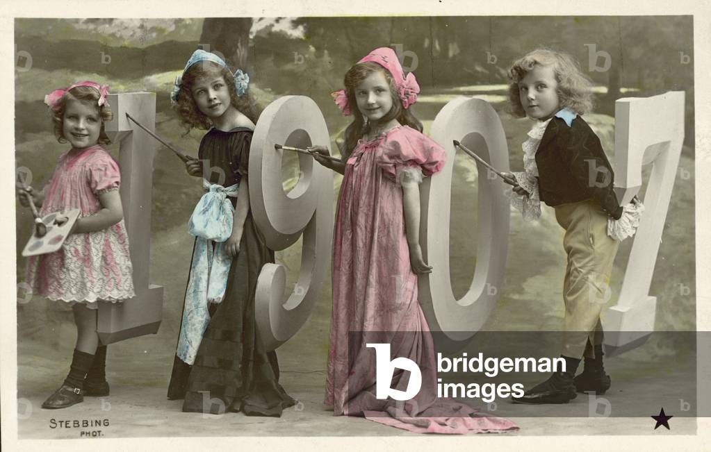 New Year's Card, 1907 (colour photo)