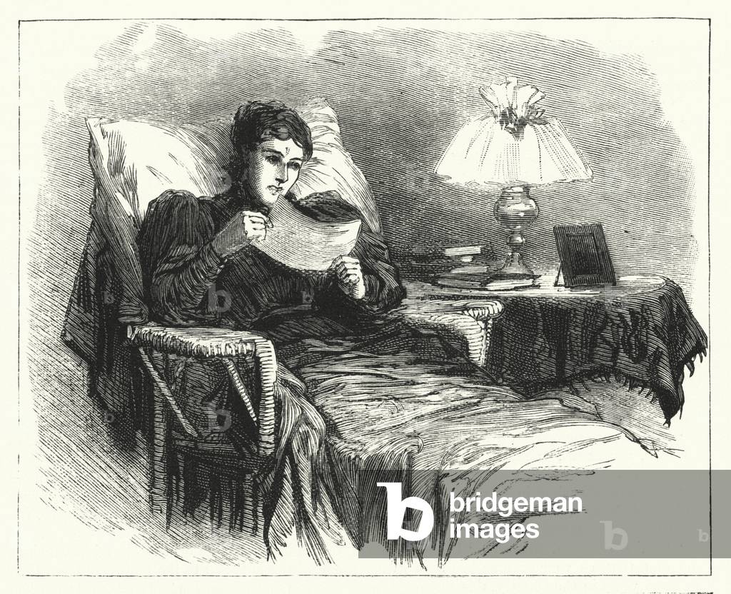 Woman learning of a bank failure and the loss of her money (litho)