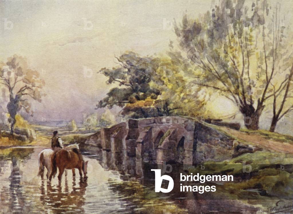 Hampton-in-Arden, Packhorse Bridge (colour litho)