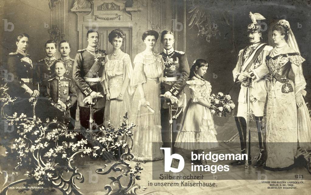 Silver Wedding of Kaiser Wilhelm II and Empress Augusta Victoria of Germany, 1906 (b/w photo)