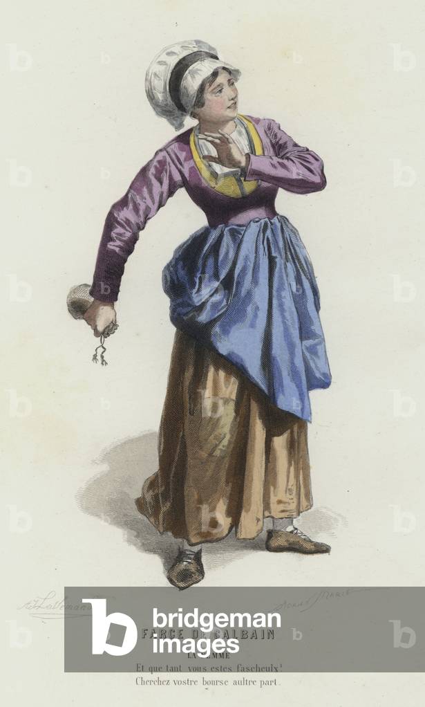Farce De Calbain (coloured engraving)