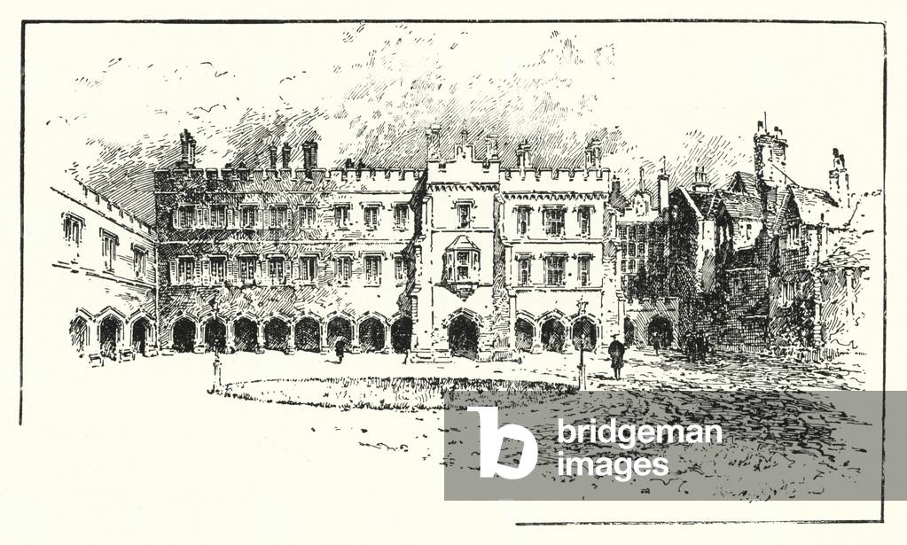 The old school in the city of London (engraving)