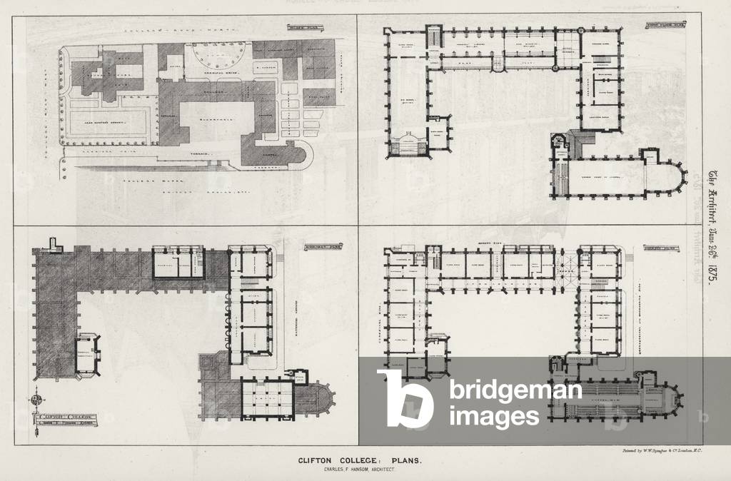 Clifton College, Plans (engraving)
