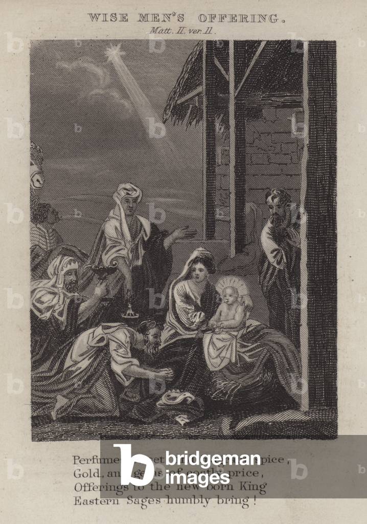 Wise men's offering, Matthew II, ver 11 (engraving)