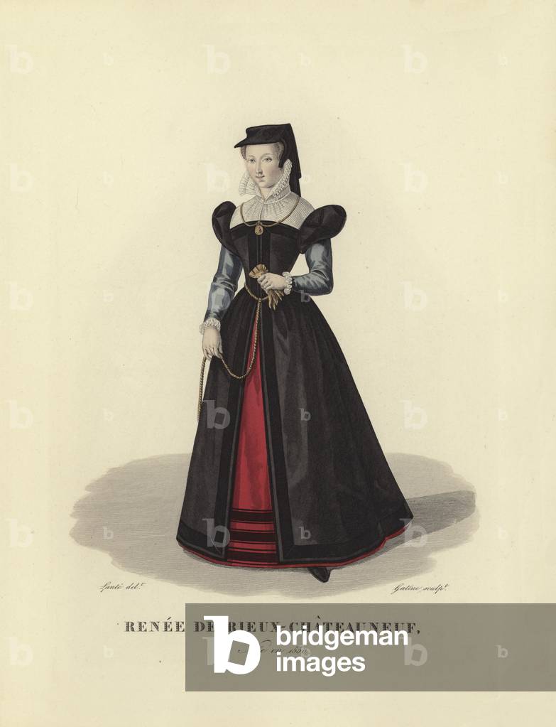 Renee de Rieuf, La Belle Chateauneuf (coloured engraving)