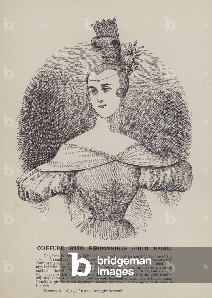 Coiffure with Ferronniere, Gold Band (engraving)