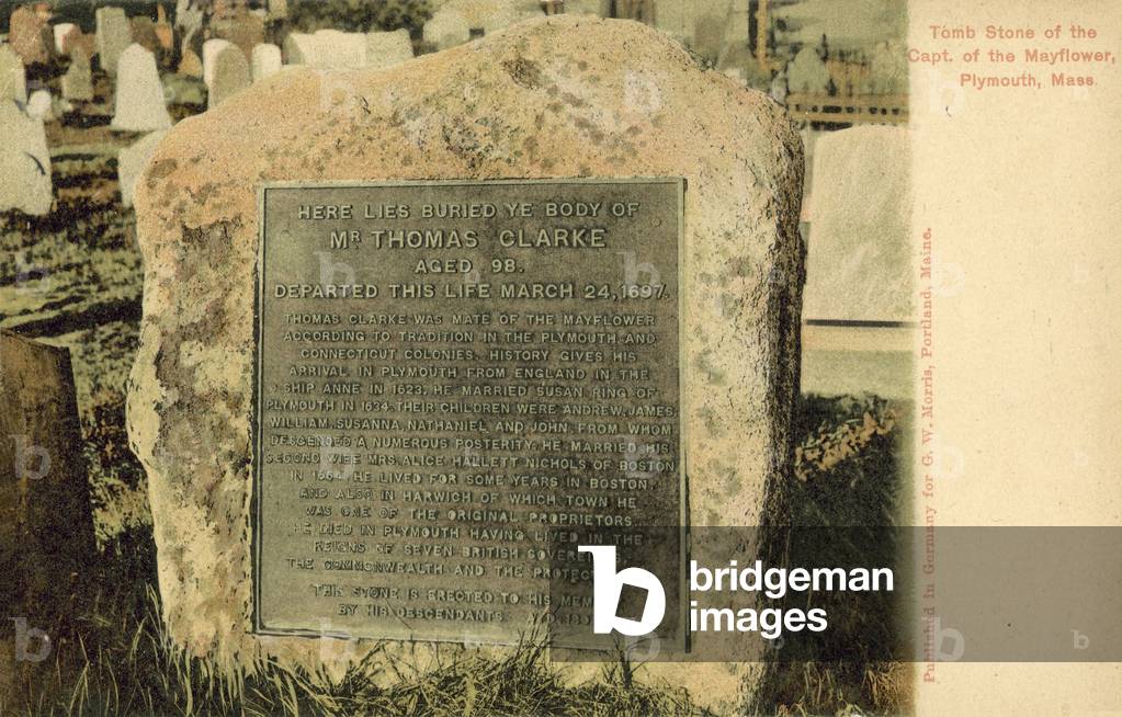 Tomb of the captain of the Mayflower, Plymouth, Massachusetts (colour photo)