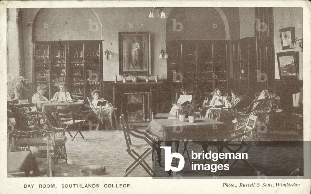 Day room, Southlands College, Roehampton, London (b/w photo)