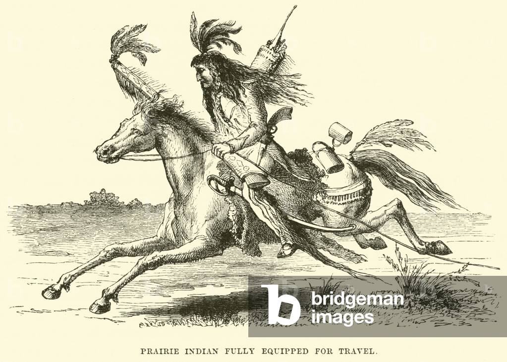 Prairie Indian fully equipped for travel (engraving)