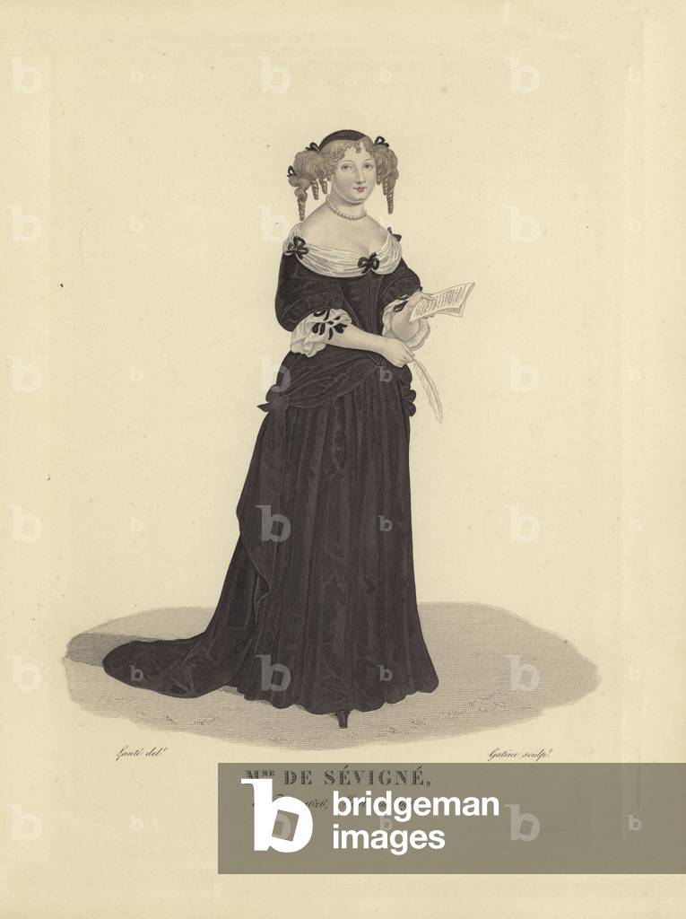 Madame de Sevigne, French writer (coloured engraving)