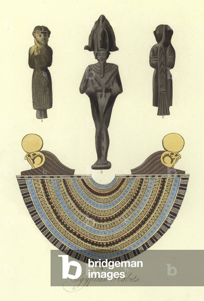 Ancient Egyptian costumes (coloured engraving)