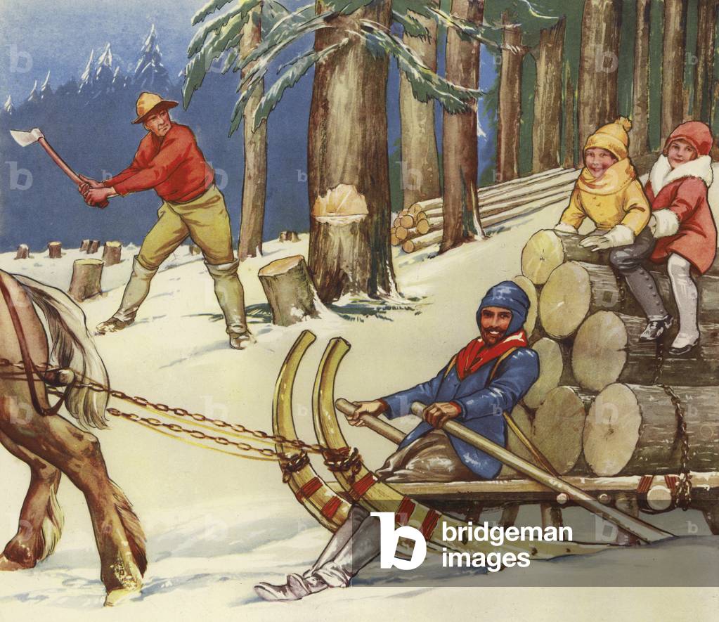 Lumberjacks (colour litho)