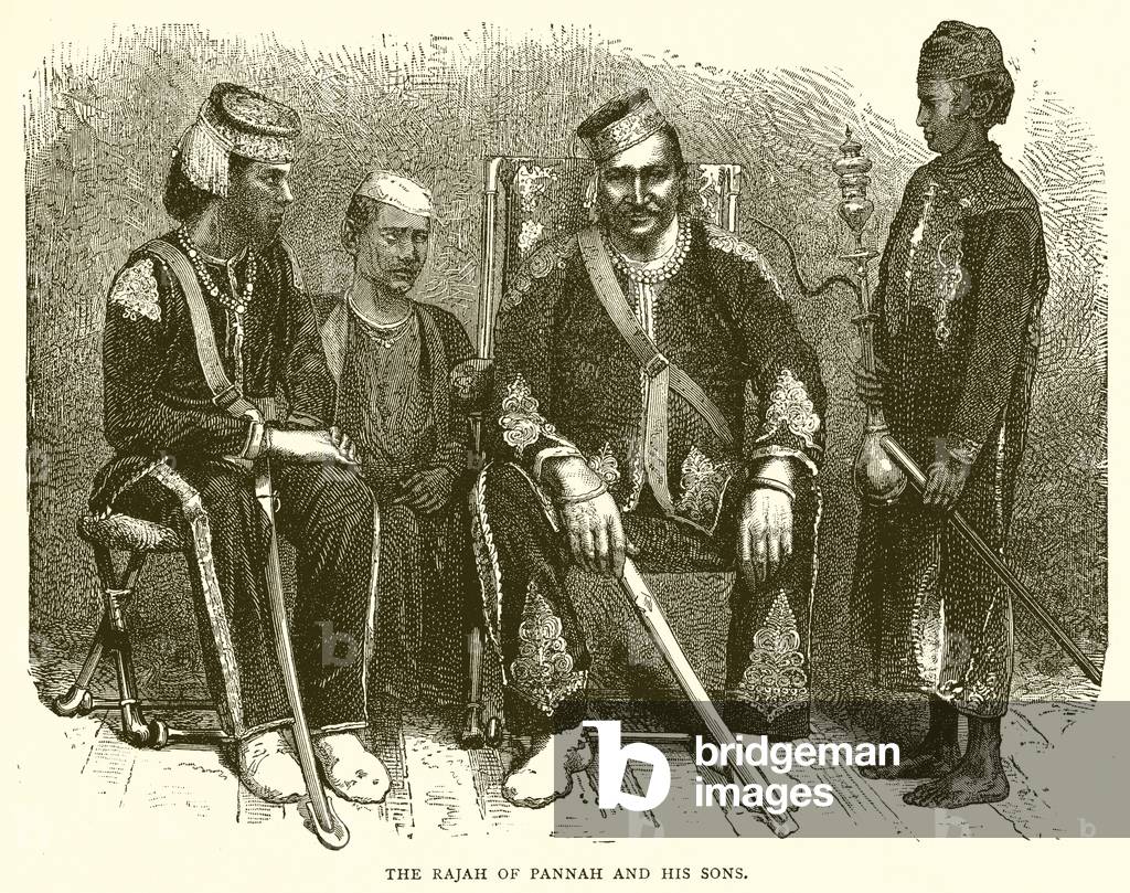 The Rajah of Pannah and his sons (engraving)
