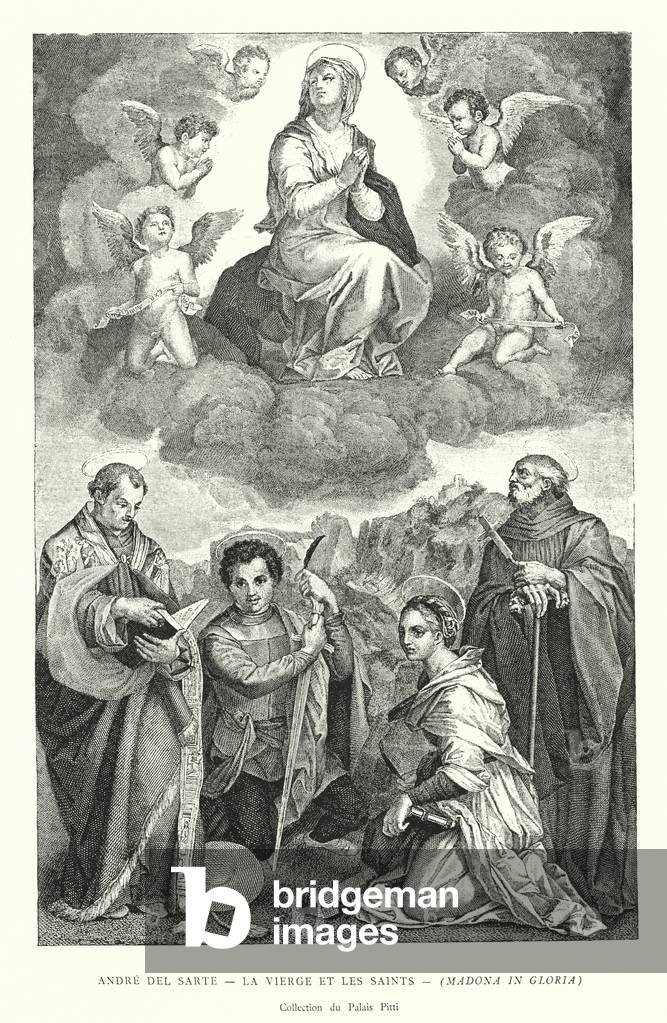 Andre del Sarte, La Vierge et les Saints, Madona in Gloria, Collection du Palais Pitti (engraving)