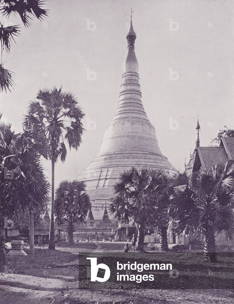 The Shway Dagon Pagoda, Rangoon (b/w photo)