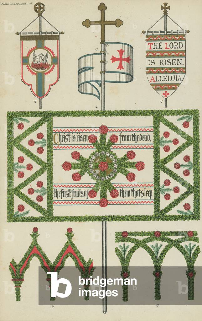 Floral decoration of churches (colour litho)