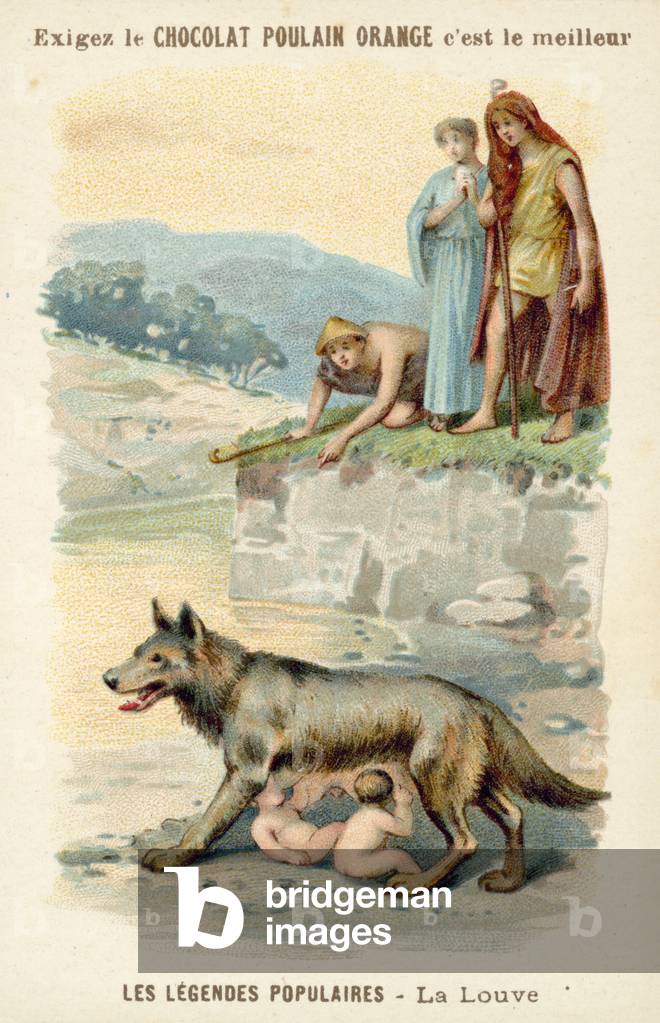 The she-wolf nursing Romulus and Remus (chromolitho)