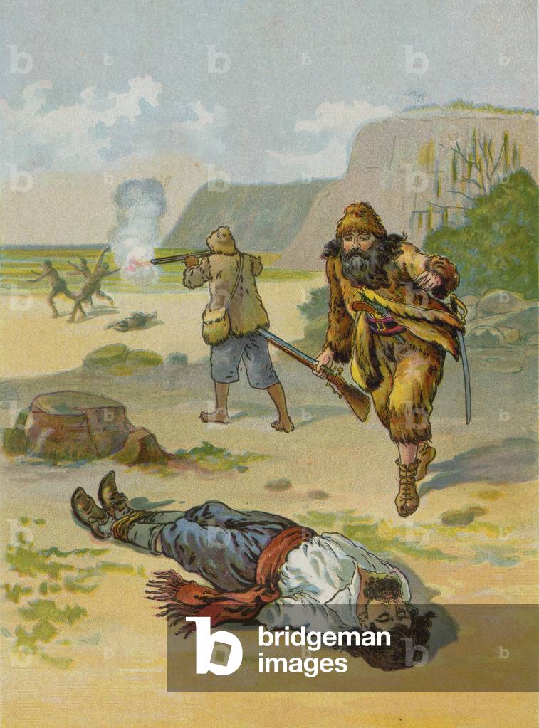 Robinson Crusoe releases the captive