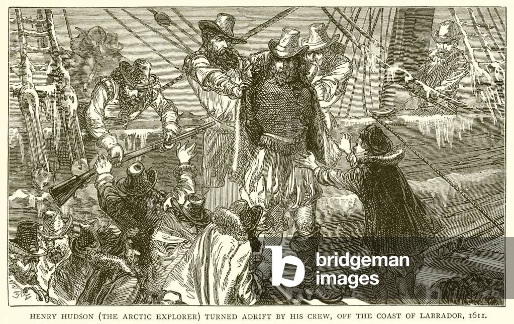 Henry Hudson (the Arctic Explorer) Turned Adrift by his Crew, off the Coast of Labrador, 1611 (engraving)
