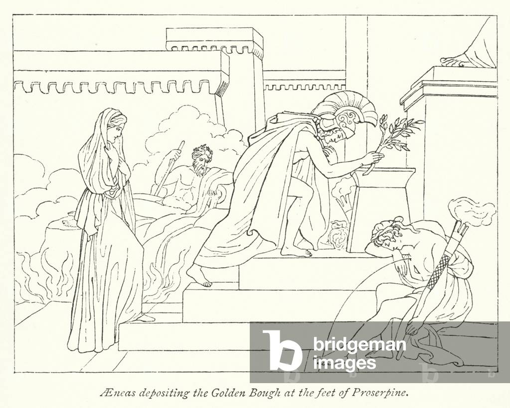 Aeneas depositing the Golden Bough at the feet of Proserpine (litho)