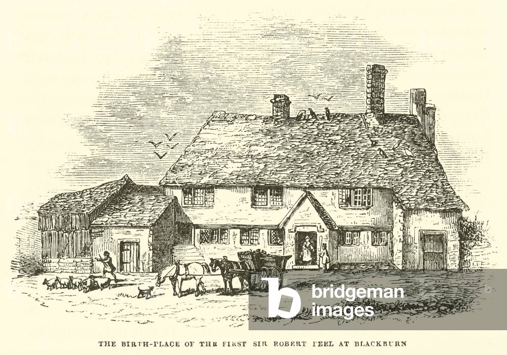 The birth-place of the First Sir Robert Peel at Blackburn (engraving)