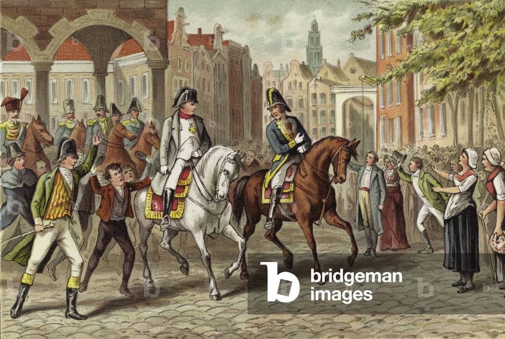 The Emperor Napoleon entering Utrecht, Netherlands, 1811 (colour litho)