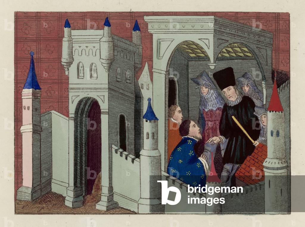 The Interview with Duke Henry (coloured engraving)