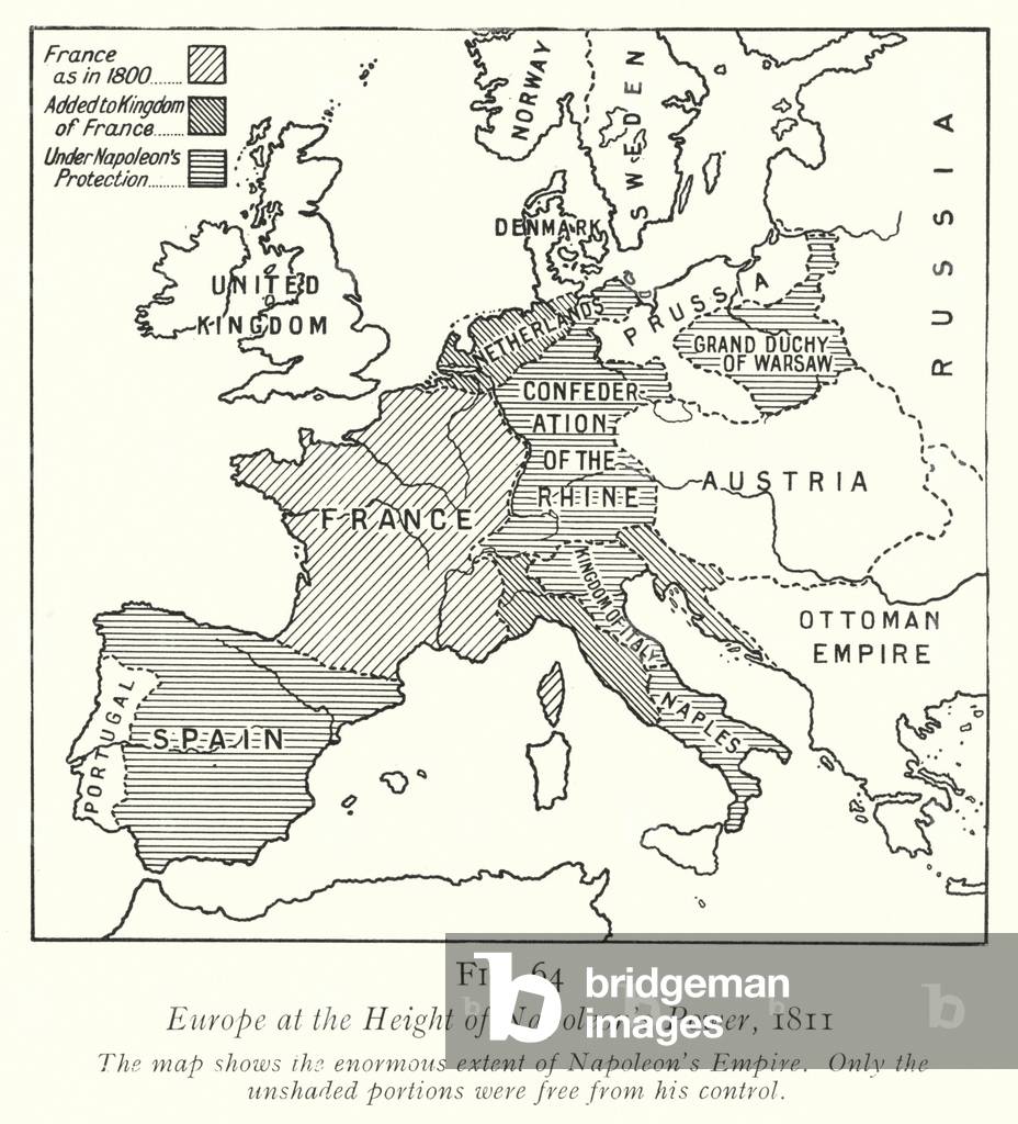 Europe at the Height of Napoleon's Power, 1811 (litho)
