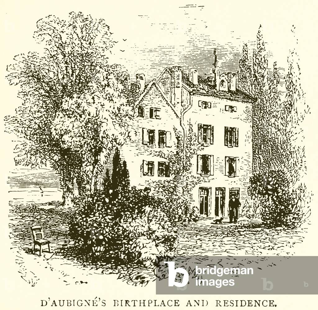 D'Aubigne's birthplace and residence (engraving)