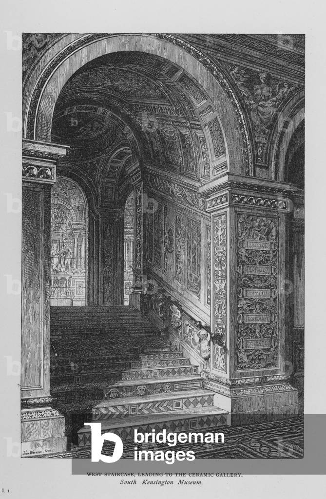 Victoria And Albert Museum: West Staircase, leading to the Ceramic Gallery (engraving)